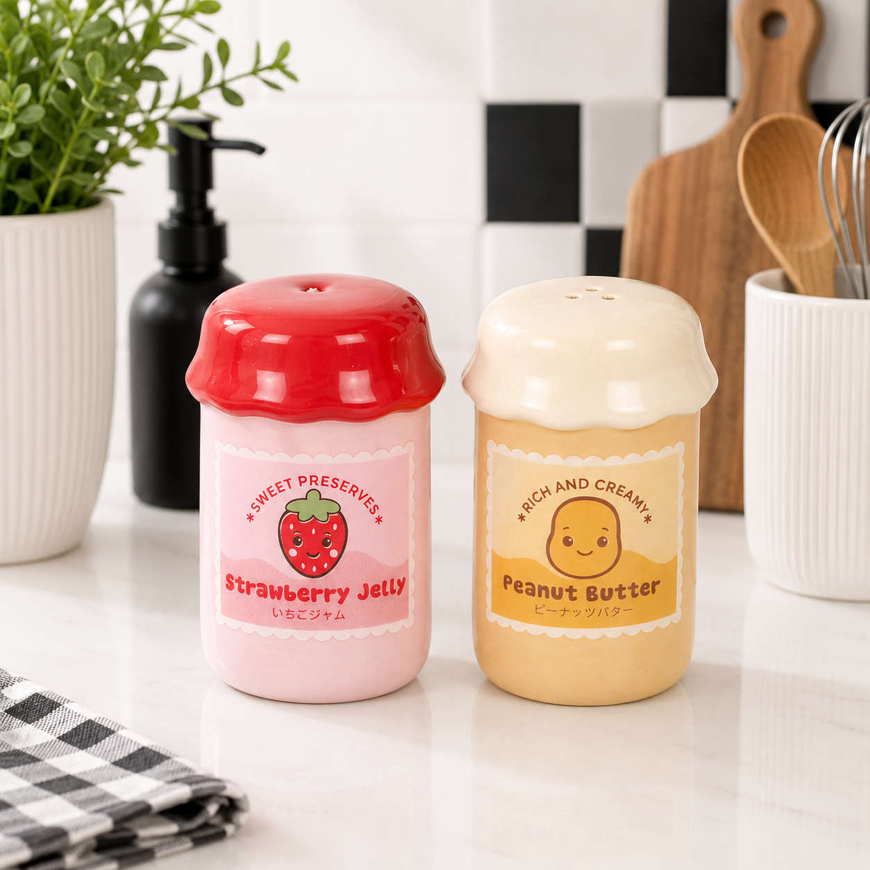 Peanut Butter and Jelly Jar Salt and Pepper Shakers