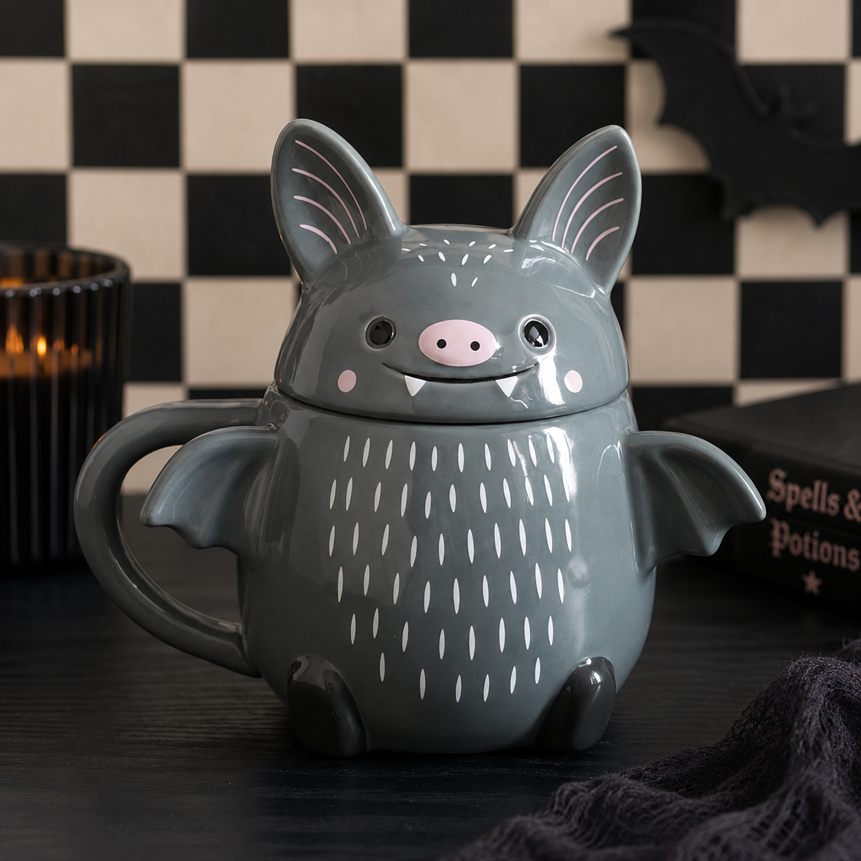 Cute Bat Lidded Mug