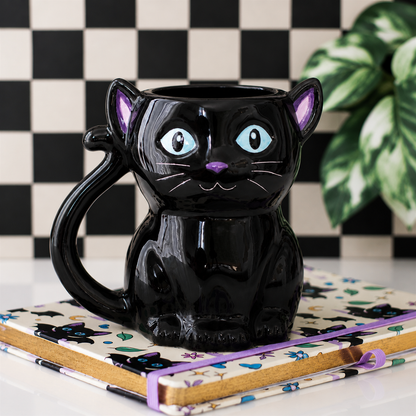 Cute and Creepy Black Cat Mug