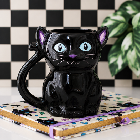 Cute and Creepy Black Cat Mug