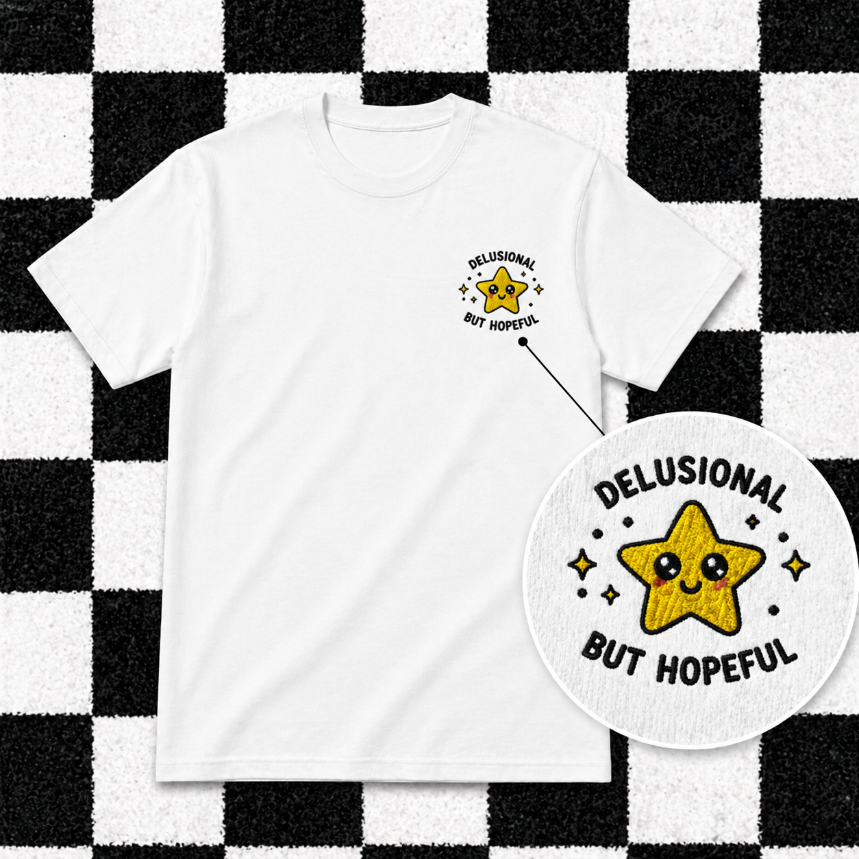 Delusional But Hopeful Embroidered T Shirt