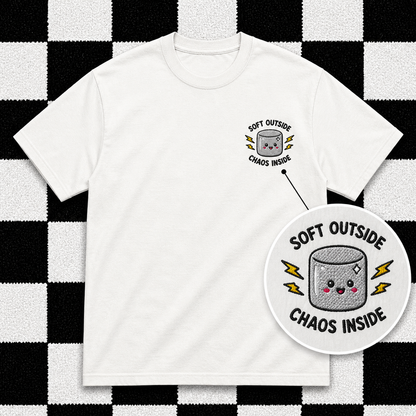 Soft Outside Chaos Inside Embroidered T Shirt