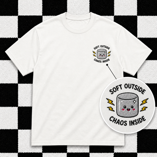 Soft Outside Chaos Inside Embroidered T Shirt