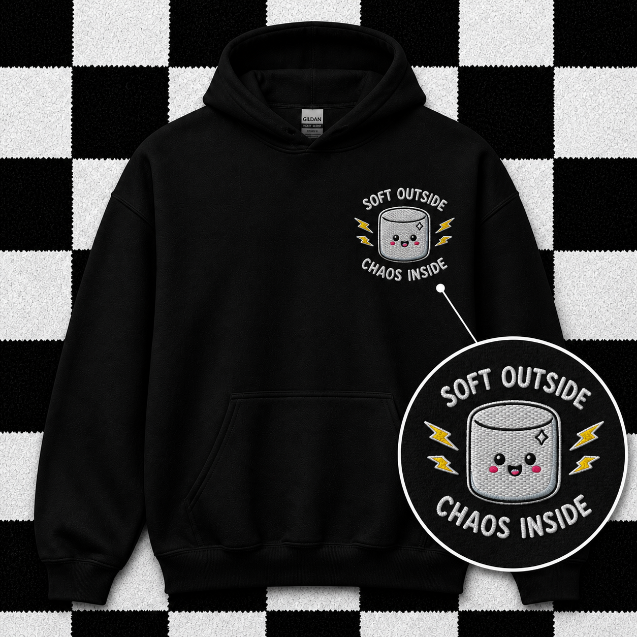 Soft Outside Chaos Inside Embroidered Hoodie