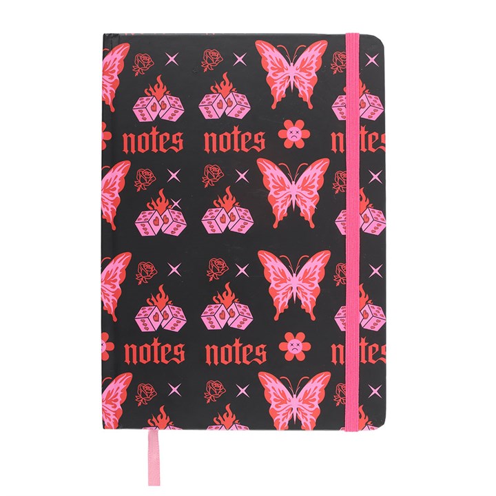 Pink Flaming Butterfly A5 Notebook