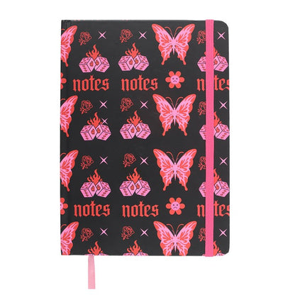 Pink Flaming Butterfly A5 Notebook