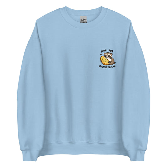 feral for garlic bread funny sweatshirt blue
