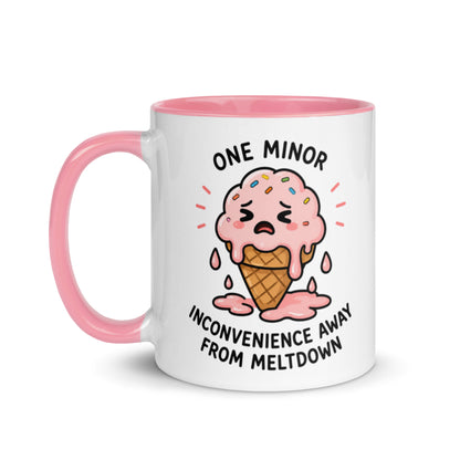 funny mental health meltdown icecream coffee pink mug